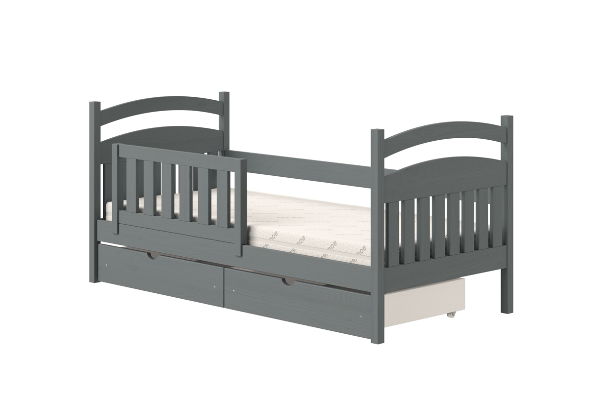 dřevěná dětská postel Amely - Barva grafit, rozměr 80x160 grafit lozko dla dziecko z drewna sosnowego 