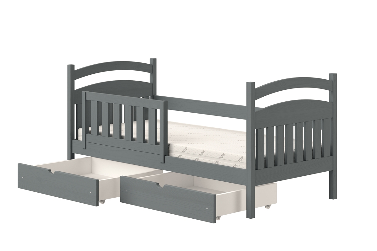 dřevěná dětská postel Amely - Barva grafit, rozměr 80x160 grafit postel dla dzieci s zásuvkami 