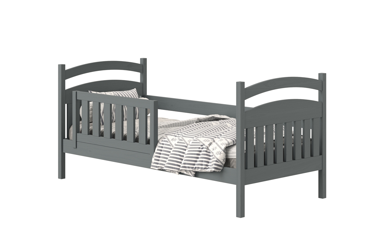dřevěná dětská postel Amely - Barva grafit, rozměr 80x180 postel dětské se zábranou 