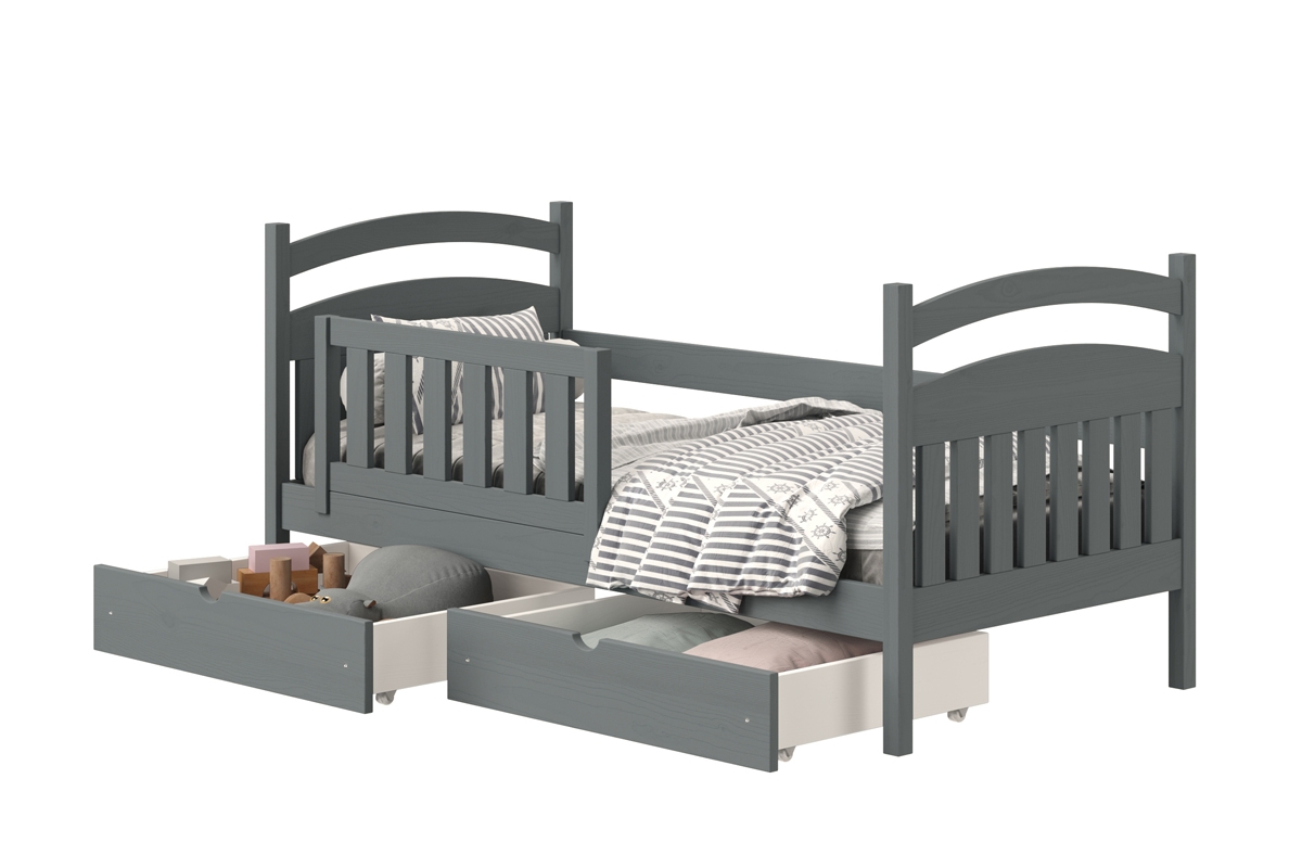 dřevěná dětská postel Amely - Barva grafit, rozměr 90x180 grafit postel dětské s zásuvkami na hračky 