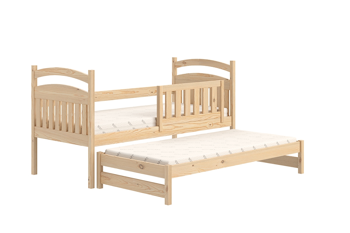 Detská posteľ prízemná výsuvna Amely - Farba Borovica, rozmer 80x160 posteľ sosnowe dla rodzenstwa 