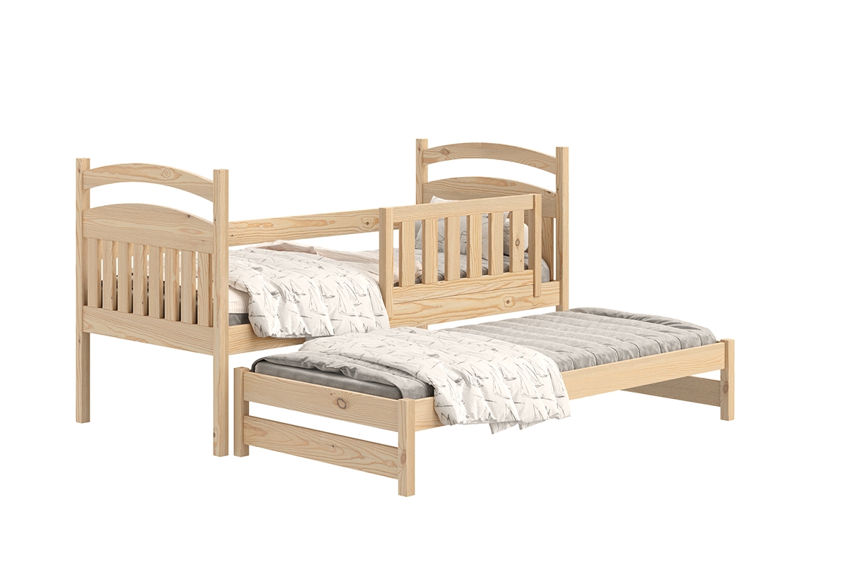 postel dětské přízemní výsuvná Amely - Barva Borovice, rozměr 80x200 lakované postel sosnowe z wyjazdowym pokladem 