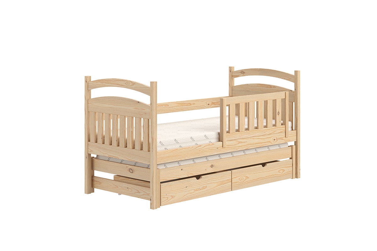 postel dětské přízemní výsuvná Amely - Barva Borovice, rozměr 90x200 postel sosnowe dla dwojki dzieci 