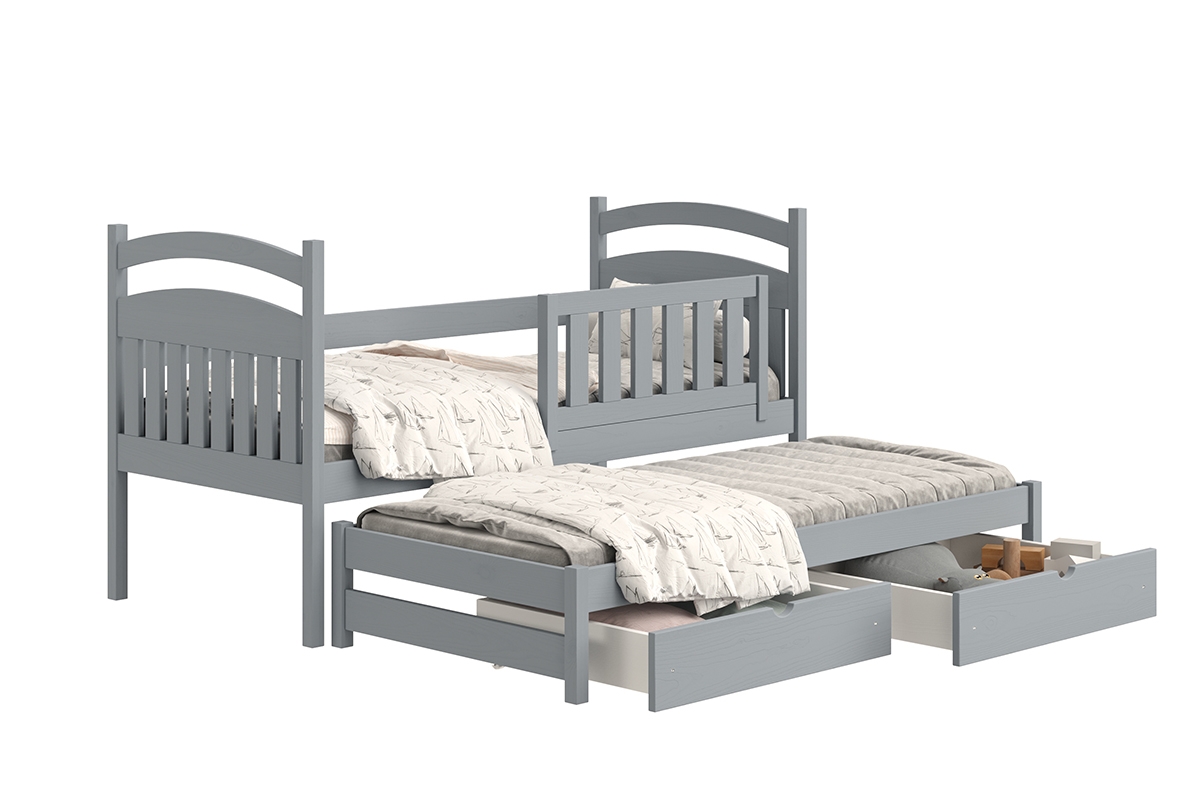 postel dětské přízemní výsuvná Amely - Barva šedý, rozměr 80x160 postel wyjadowe s zásuvkami 