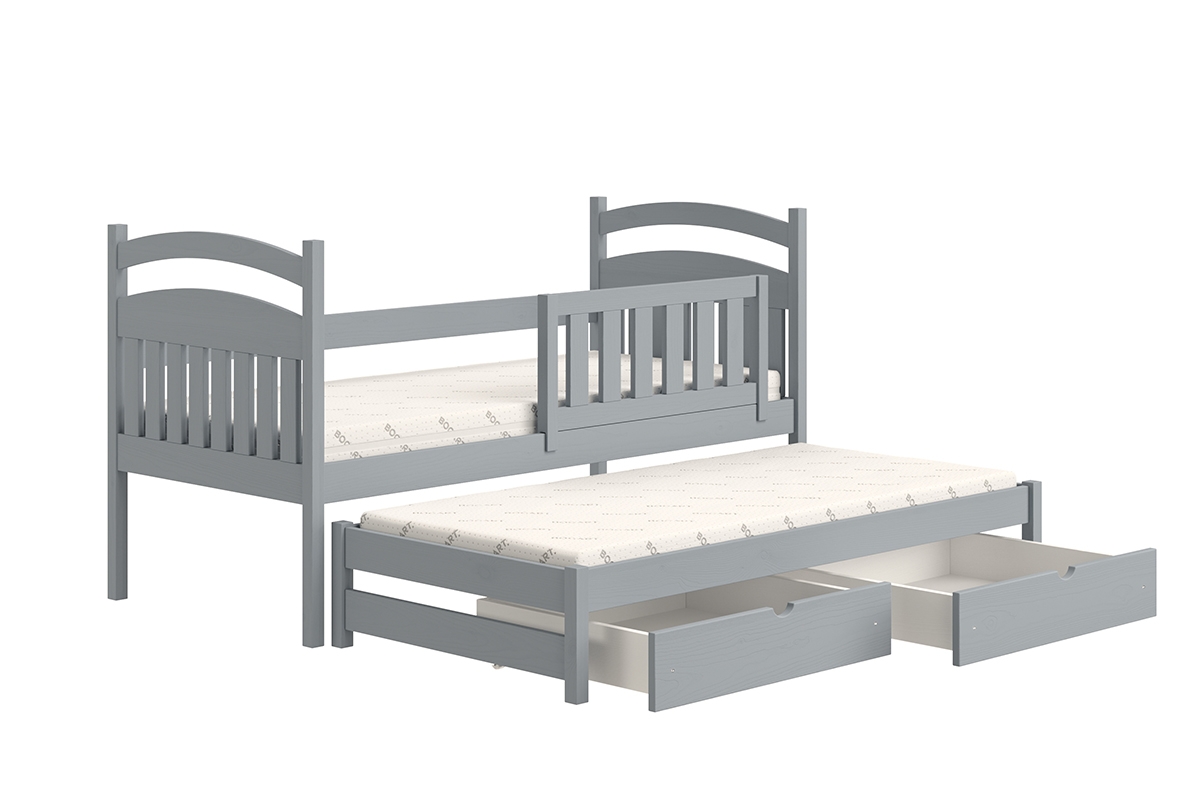 postel dětské přízemní výsuvná Amely - Barva šedý, rozměr 80x180 šedý postel malowane farba wodna