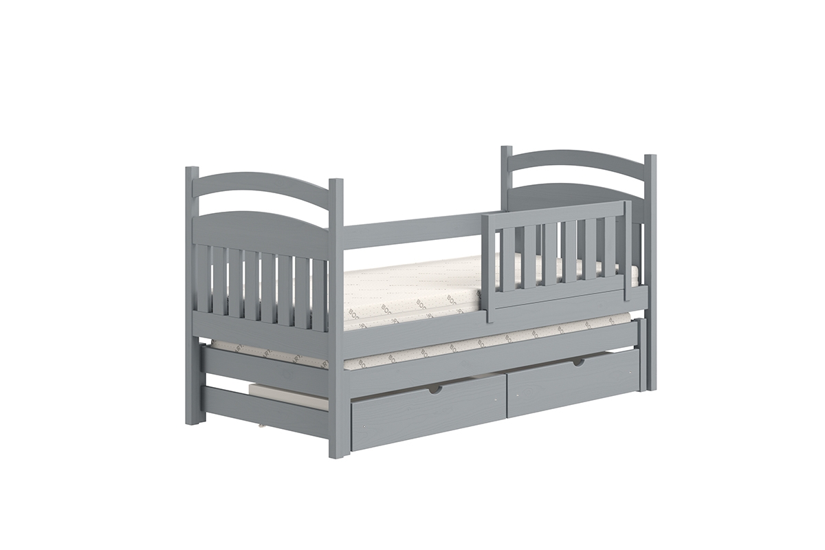 Detská posteľ prízemná výsuvna Amely - Farba šedý, rozmer 80x180 šedá posteľ z certyfikatem 