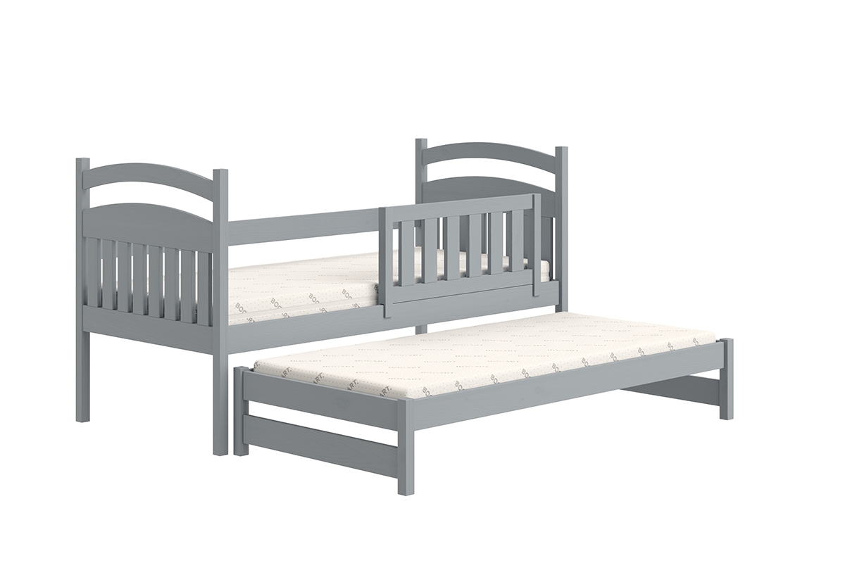 postel dětské přízemní výsuvná Amely - Barva šedý, rozměr 80x180 šedý postel z wysuwanym spaniem 