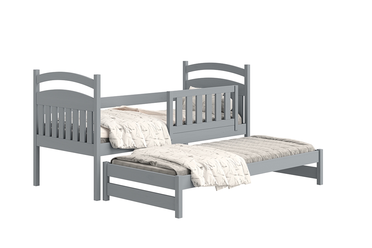 postel dětské přízemní výsuvná Amely - Barva šedý, rozměr 80x190 šedý postel drewniane z wysuwem 