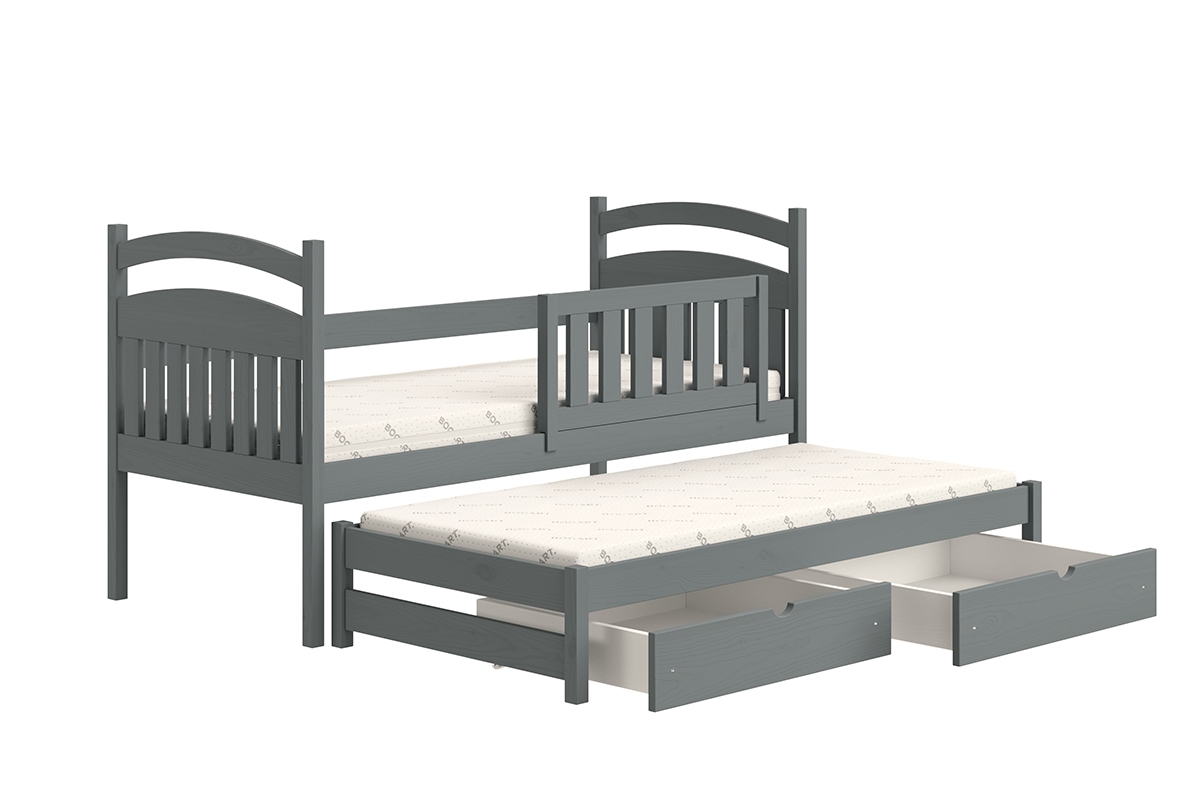 Detská posteľ prízemná výsuvna Amely - Farba grafit, rozmer 80x160 posteľ dwuosobowe 