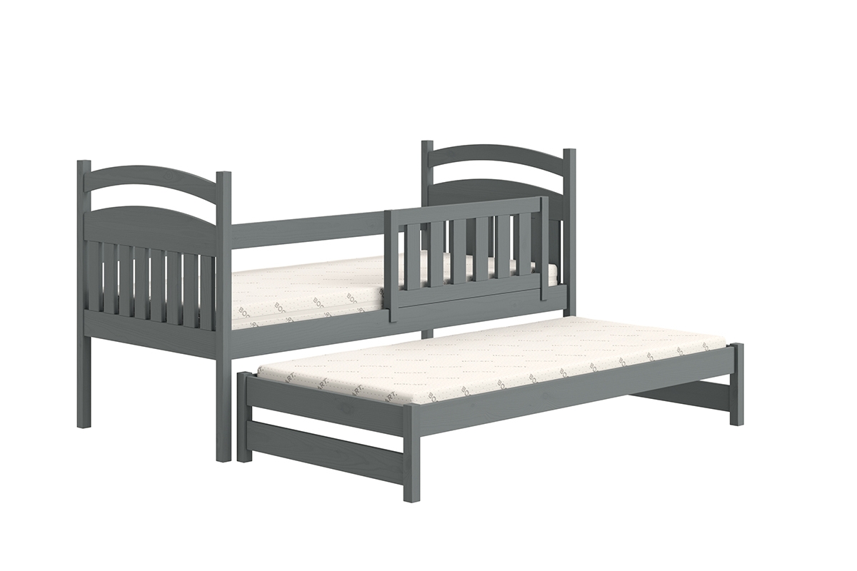 postel dětské přízemní výsuvná Amely - Barva grafit, rozměr 80x180 grafit postel ze zdejmowana barierka 