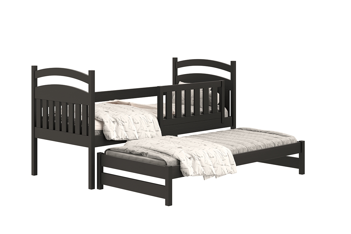 postel dětské přízemní výsuvná Amely - Barva Černý, rozměr 80x180 černé postel dwuosobowe 