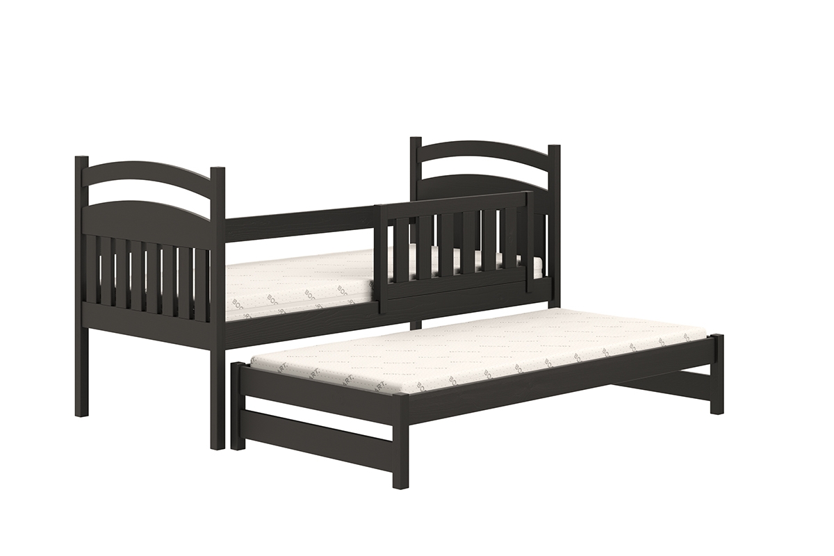 postel dětské přízemní výsuvná Amely - Barva Černý, rozměr 80x190 postel z miejscem wysuwanym 