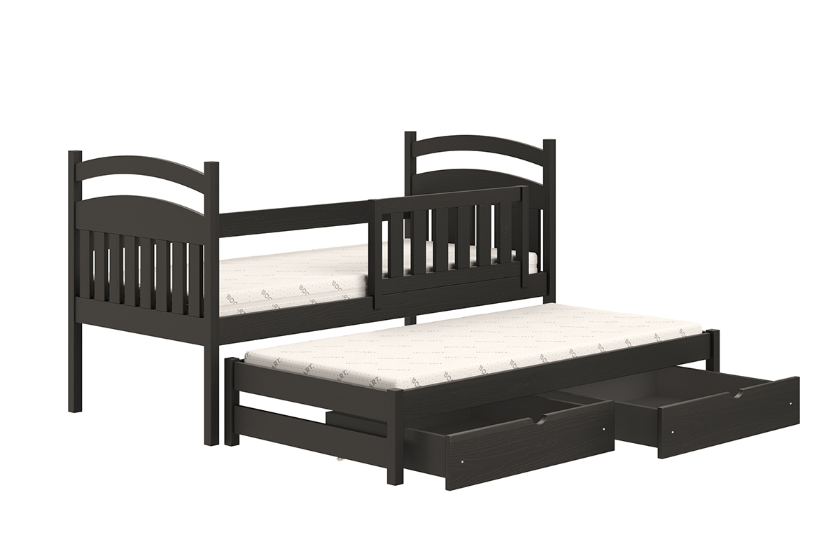 postel dětské přízemní výsuvná Amely - Barva Černý, rozměr 90x190 černé postel dziciece 