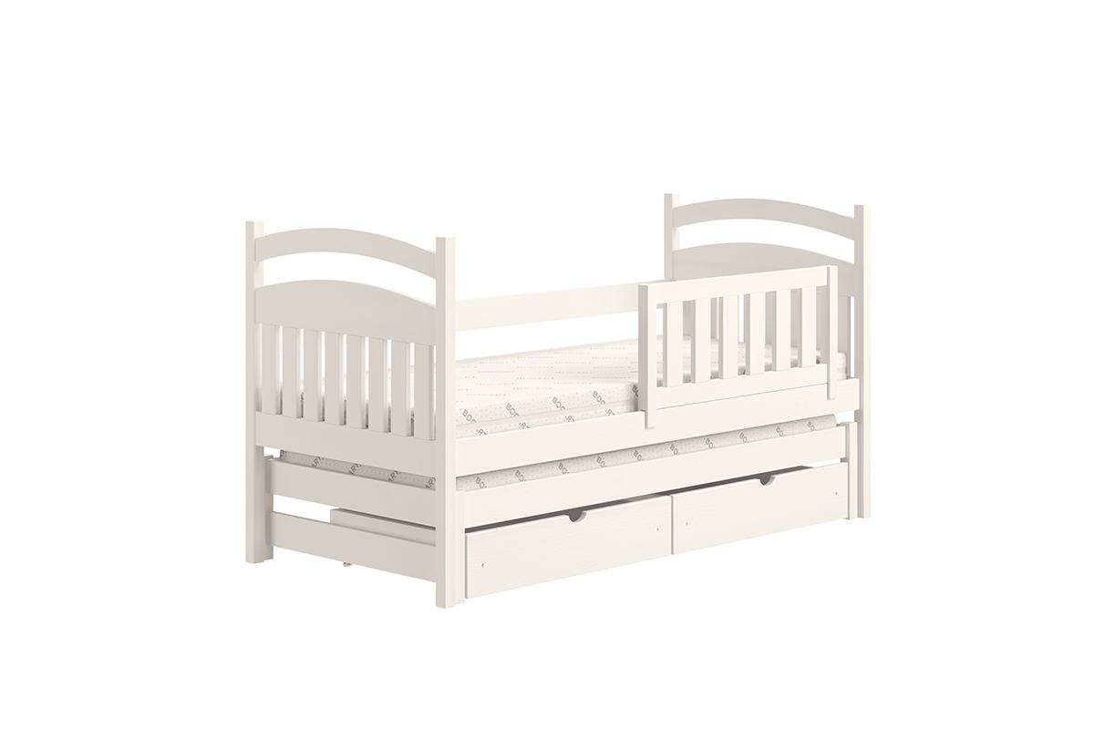 postel dětské přízemní výsuvná Amely - Barva Bílý, rozměr 80x160 biale postel ze zdejmowana barierka 