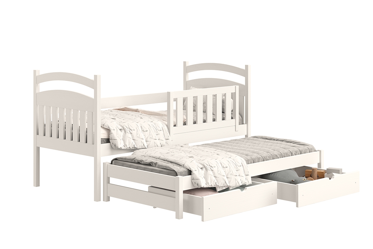 Detská posteľ prízemná výsuvna Amely - Farba Biely, rozmer 80x180 biale posteľ lakierowane 