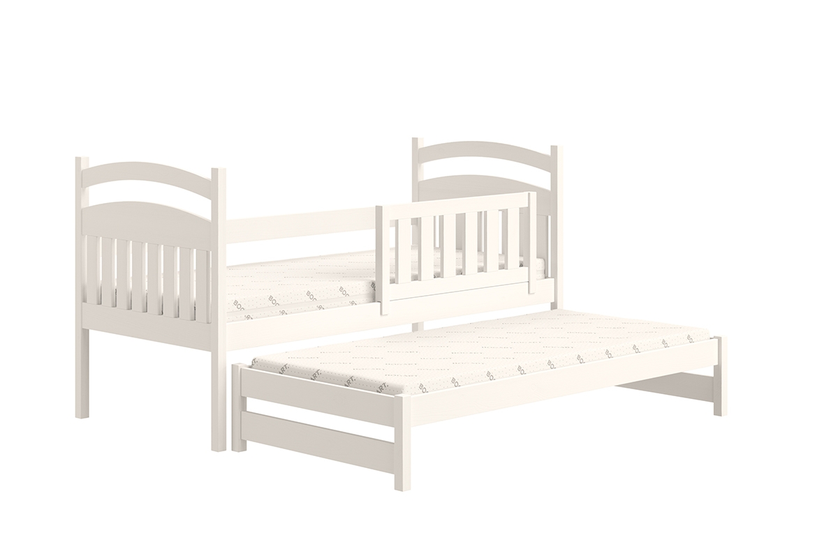 Detská posteľ prízemná výsuvna Amely - Farba Biely, rozmer 80x180 biale posteľ z miejscem dla rodzica 