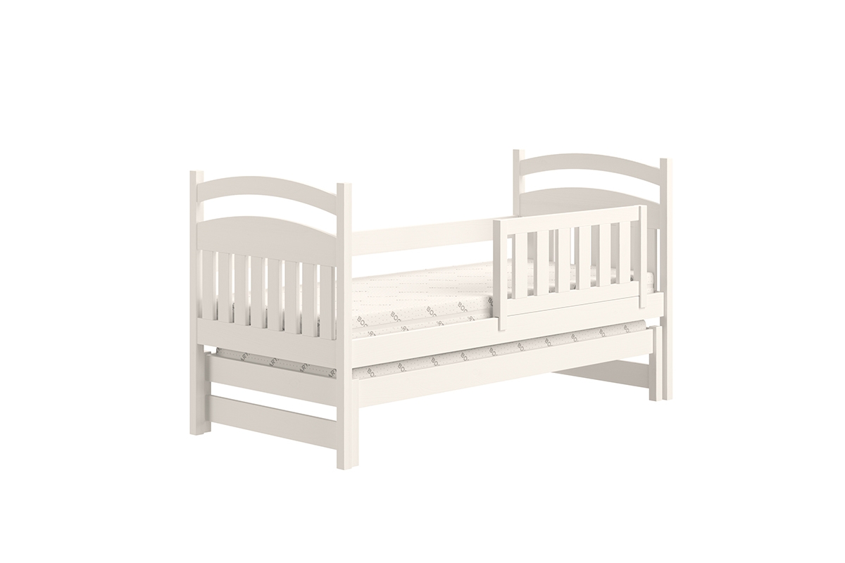 Detská posteľ prízemná výsuvna Amely - Farba Biely, rozmer 80x180 biale posteľ detská so snímatelným zábradlím 