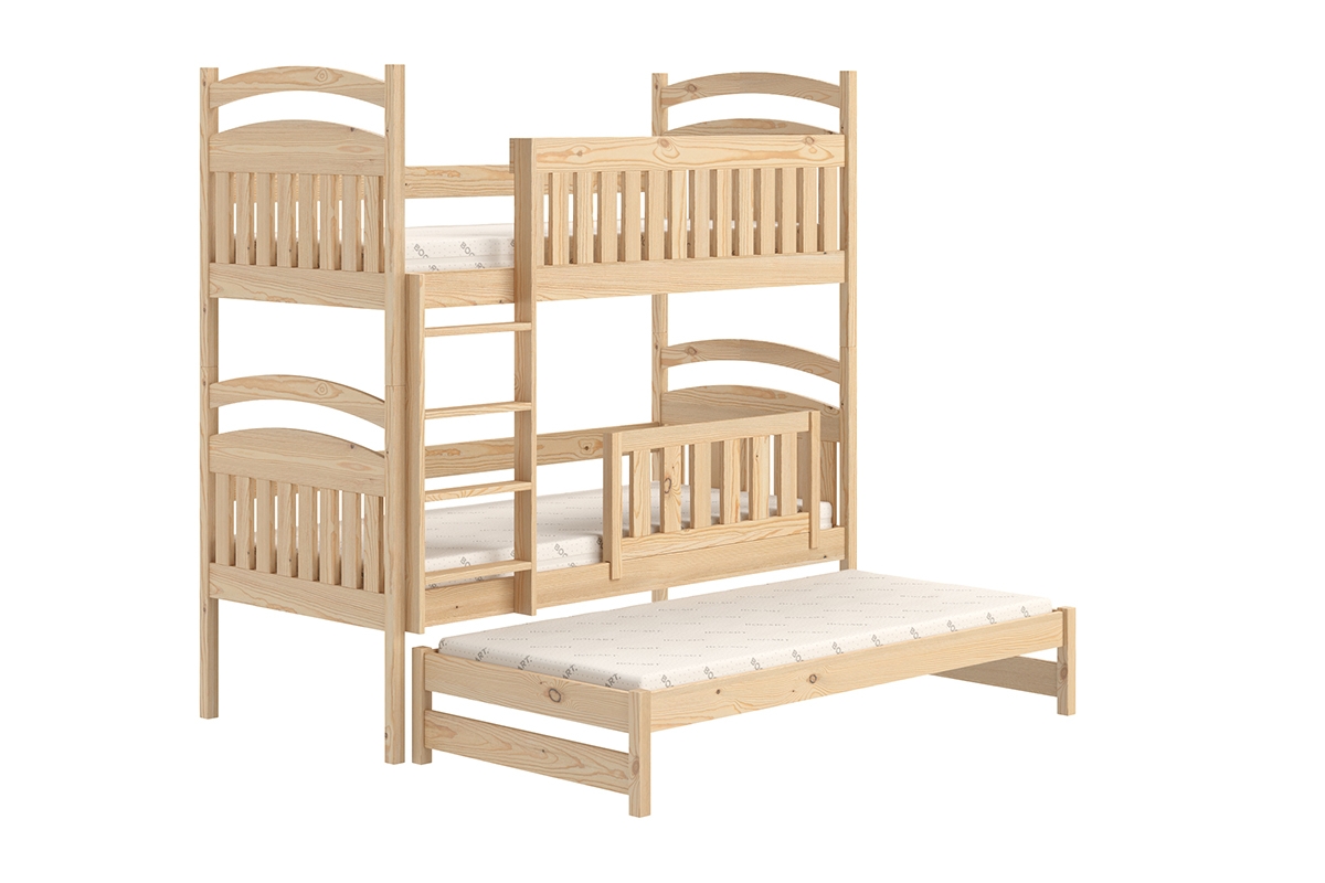 Posteľ detská poschodová výsuvna 3 os. Amely - Farba Borovica, rozmer 80x160 posteľ 3 os, z drewna sosnowego 