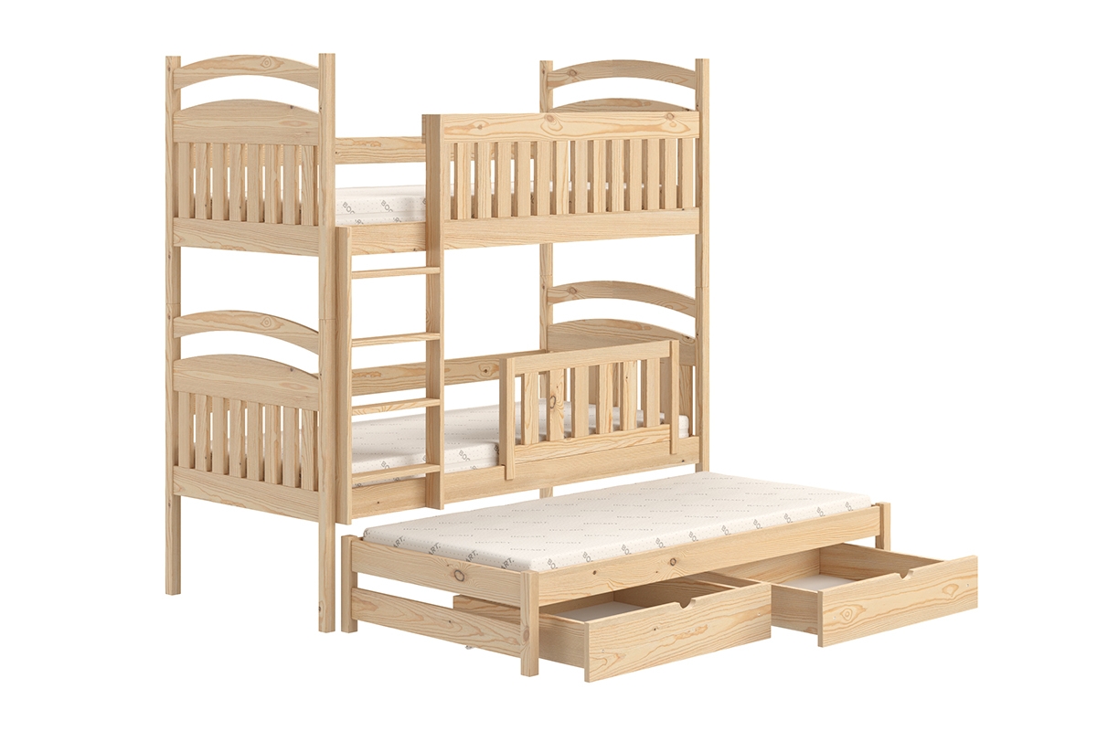  postel dětské patrová  výsuvná 3 os. Amely - Barva Borovice, rozměr 90x190 sosnowe postel z wysuwem 