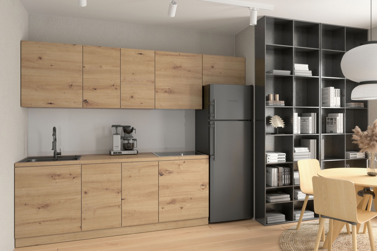 Vysoká kuchyňská skříň Langen D40SP - grey  kolekce nábytku kuchennych Langen - Barevný odstín: Dub Artisan 