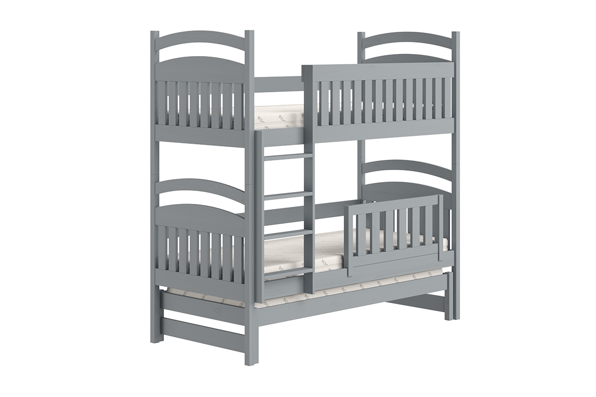 Patrová výsuvná postel Amely 90x190 pro 3 osoby - šedá postel dětské z wysuwanym miejscem na spaní 