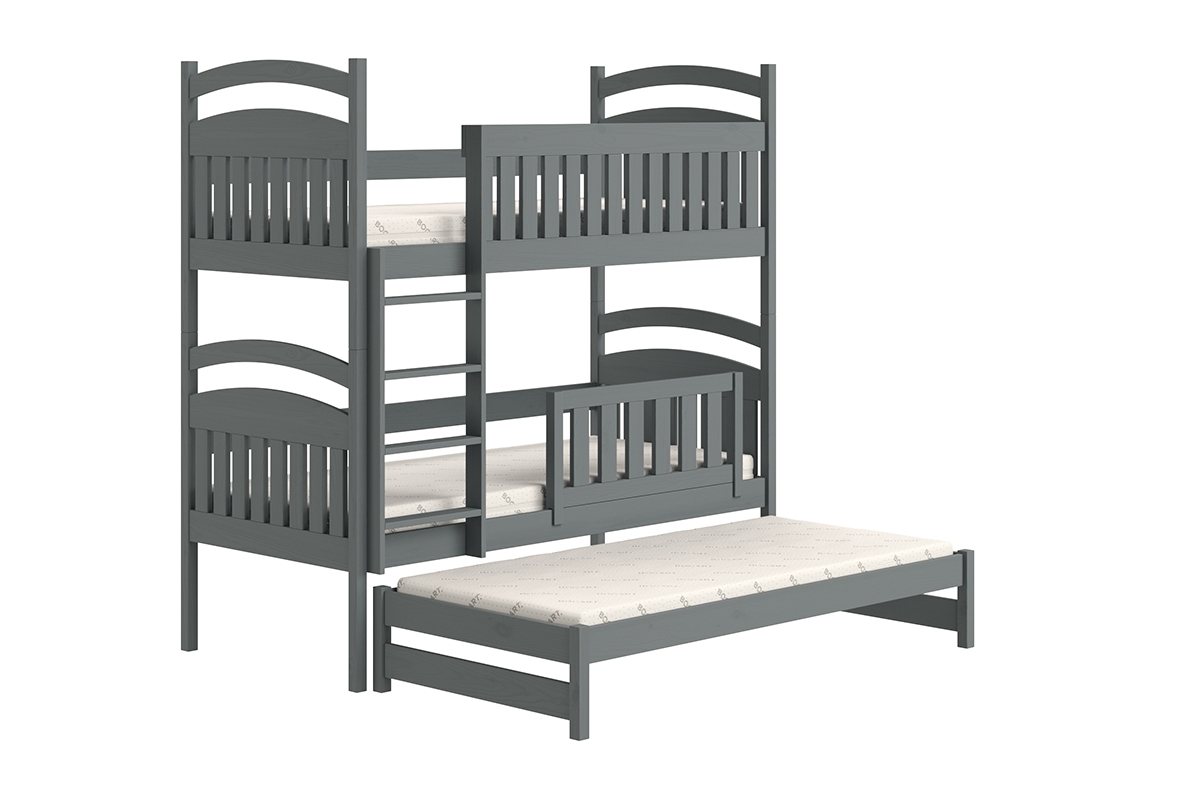 Detská posteľ poschodová výsuvna 3 os. Amely - Farba grafit, rozmer 80x180 grafitowe posteľ z wyswanym spaniem 