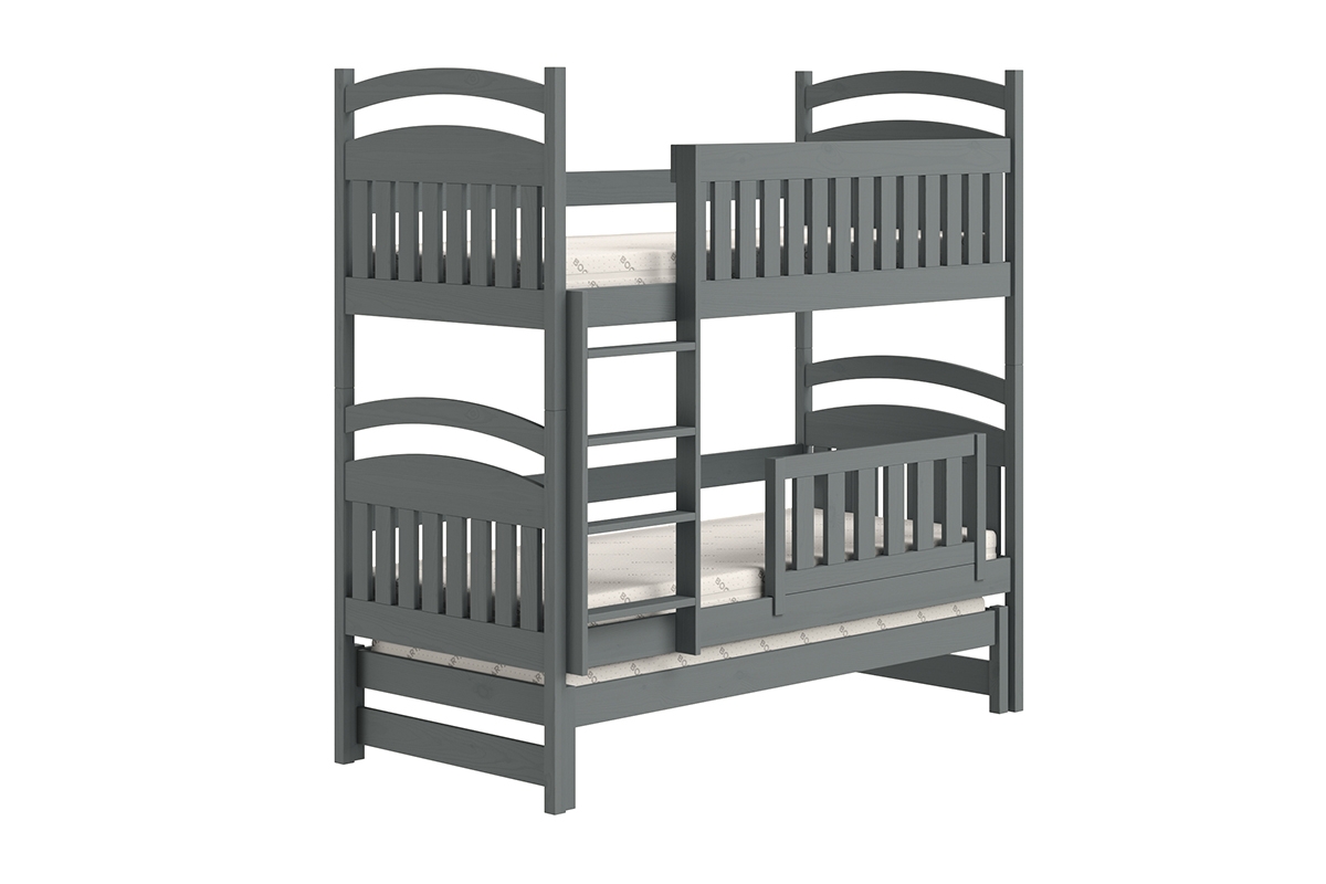 Detská posteľ poschodová výsuvna 3 os. Amely - Farba grafit, rozmer 80x190 grafitowe posteľ z bezpieczna drabinka