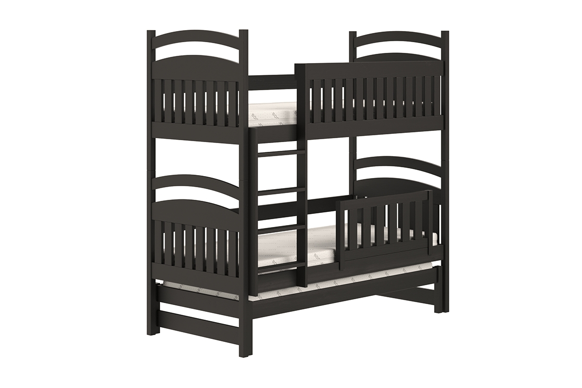 Amely háromszemélyes, kihúzható emeletes ágy - fekete, Méret 80x160 fekete postel z bezpieczna drabinka