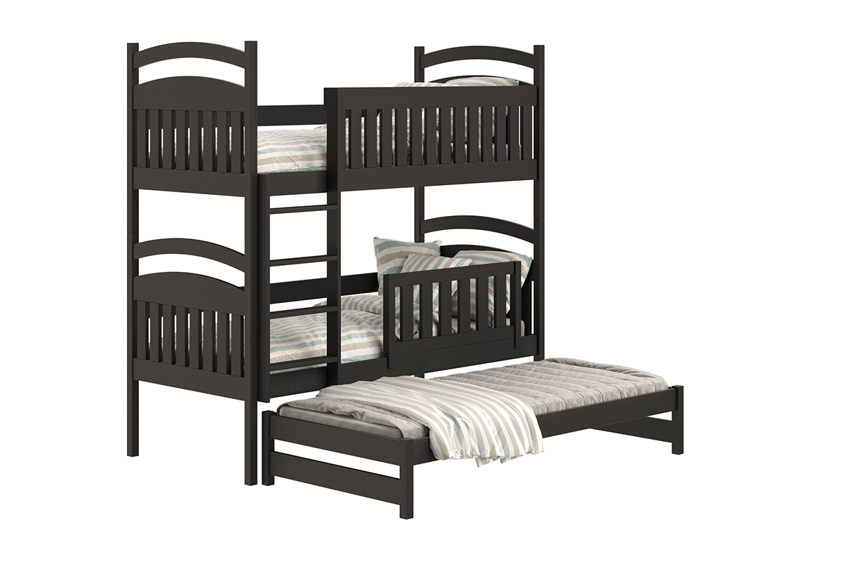 Detská posteľ poschodová výsuvna 3 os. Amely - Farba Čierny, rozmer 80x190 posteľ poschodová z wysuwanym spaniem 