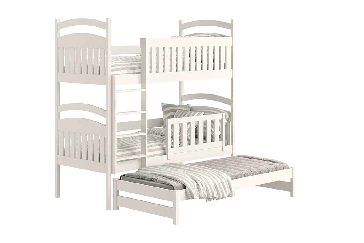 postel dětské patrová  výsuvná 3 os. Amely - Barva Bílý, rozměr 80x160 biale postel z drewna sosnowo 