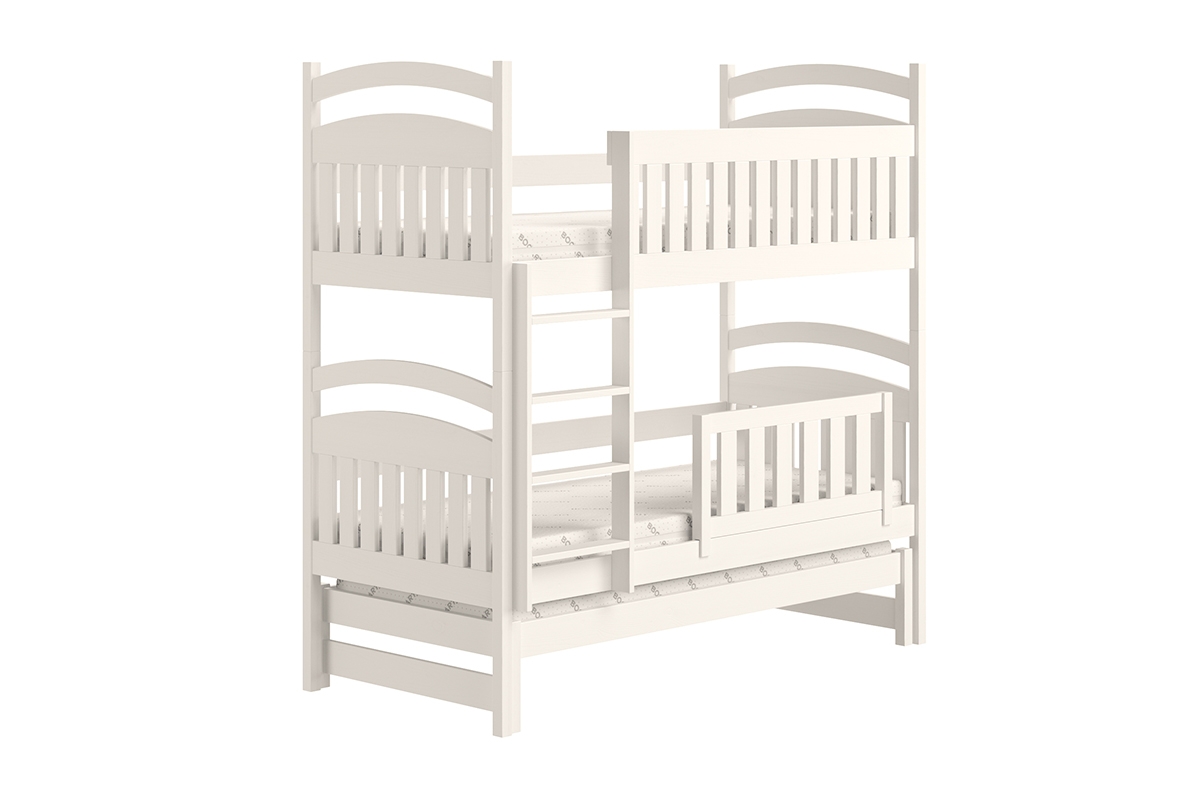 Detská posteľ poschodová výsuvna 3 os. Amely - Farba Biely, rozmer 80x160 biale posteľ poschodová so snímatelným zábradlím 
