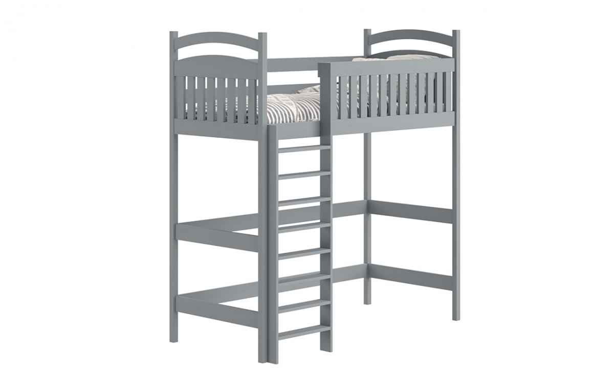 Vyvýšená detská posteľ Amely ZP 006 - Farba šedý, rozmer 80x160 drevená vyvýšená z drabinka 