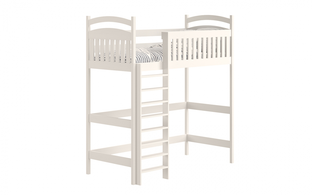 Dětská postel vyvýšená Amely ZP 006 - Barva Bílý, rozměr 80x180 Bílá vyvýšená postel z drabinka 