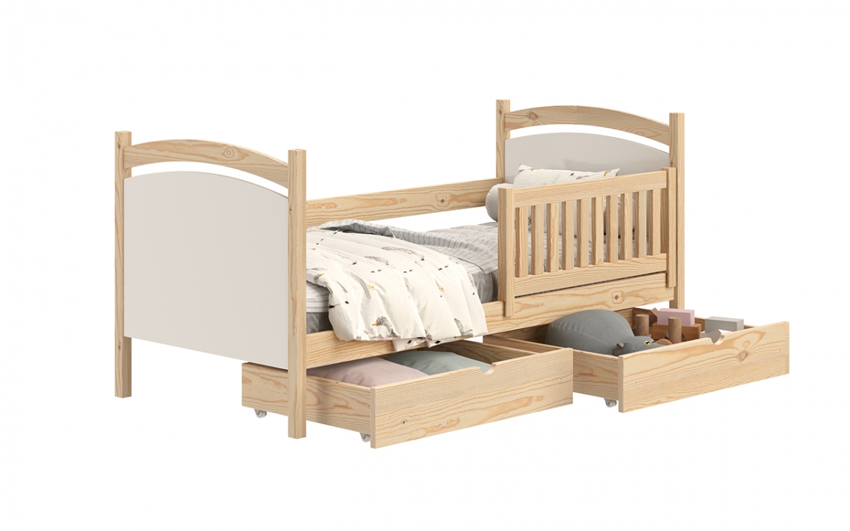 Detská posteľ s tabuľou Amely - Farba Borovica, rozmer 80x200 sosnowe posteľ so zábradlím 