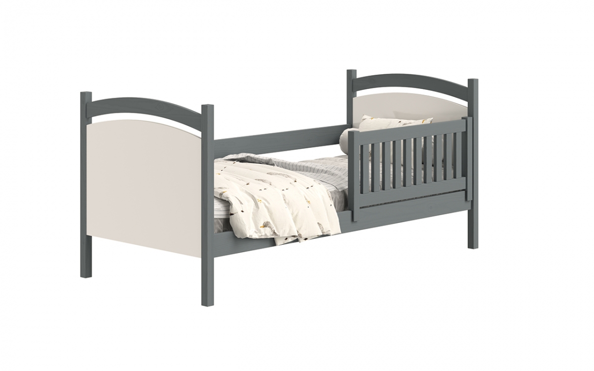 Detská posteľ s tabuľou Amely - Farba grafit, rozmer 80x160 Odoberateľná bezpečnostná zábrana zabezpieczajaca 