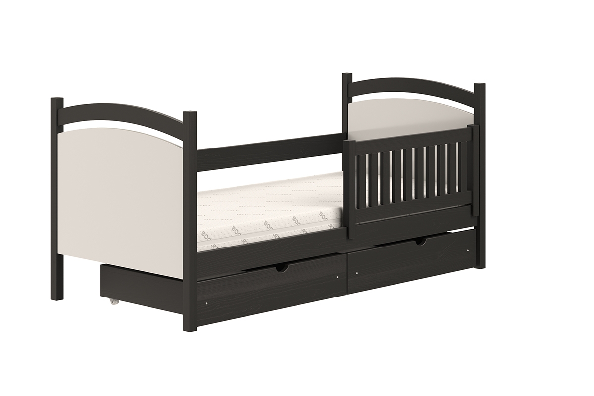  postel dětské s tabulí na suché mazání Amely - Barva Černý, rozměr 80x160 černé postel z barierka 