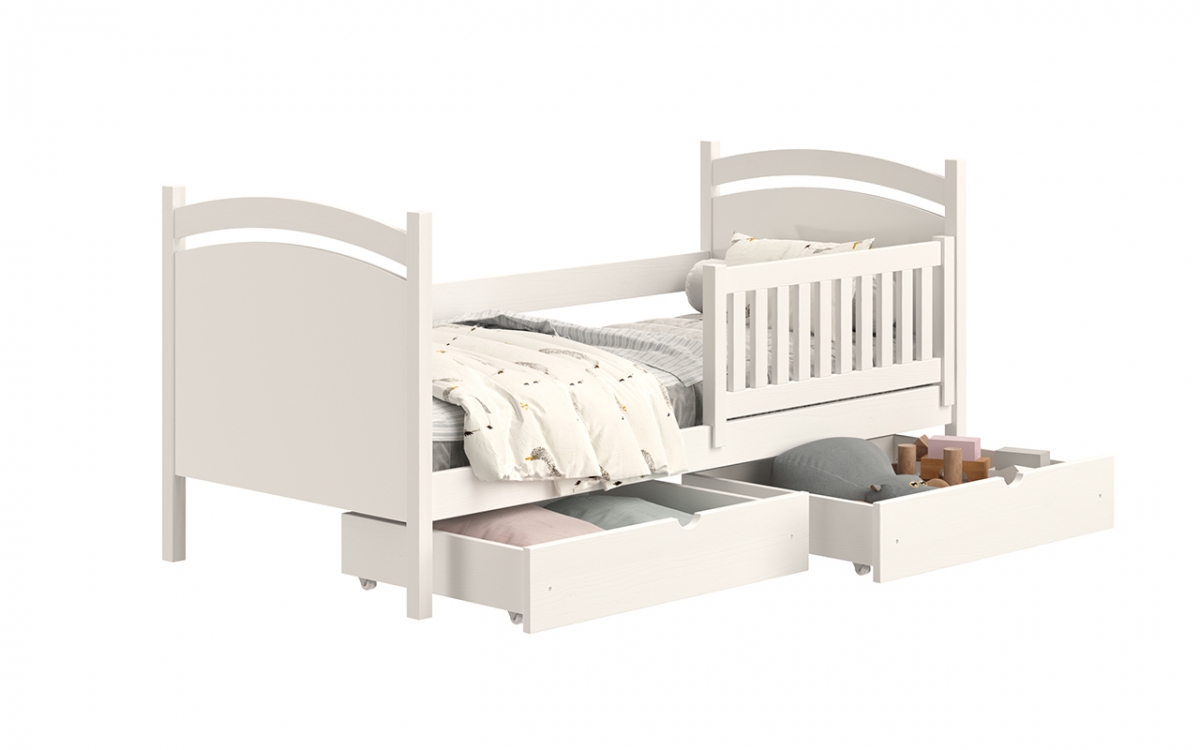 Amely gyerekágy, szárazon törölhető rajztáblával - fehér, Méret 80x160 biale postel fiokokkal 