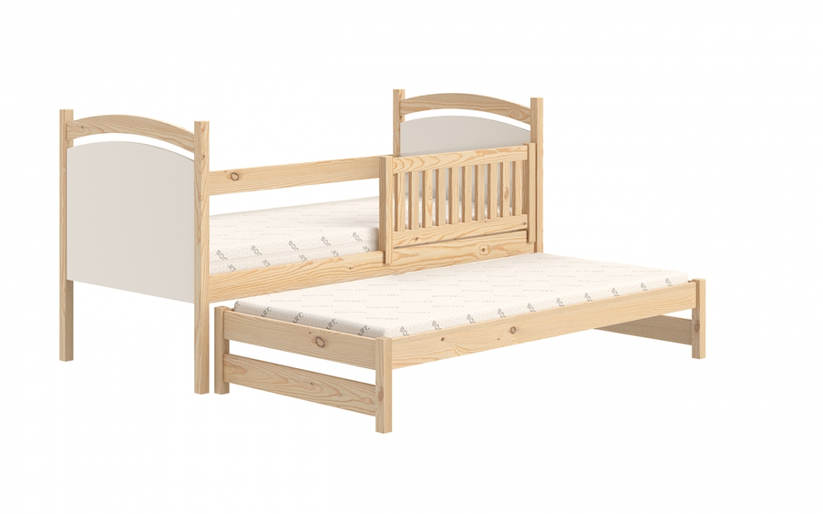 postel přízemní výsuvná s tabulí na suché mazání Amely - Barva Borovice, rozměr 80x200 postel dla malych dzieci, z barierka  