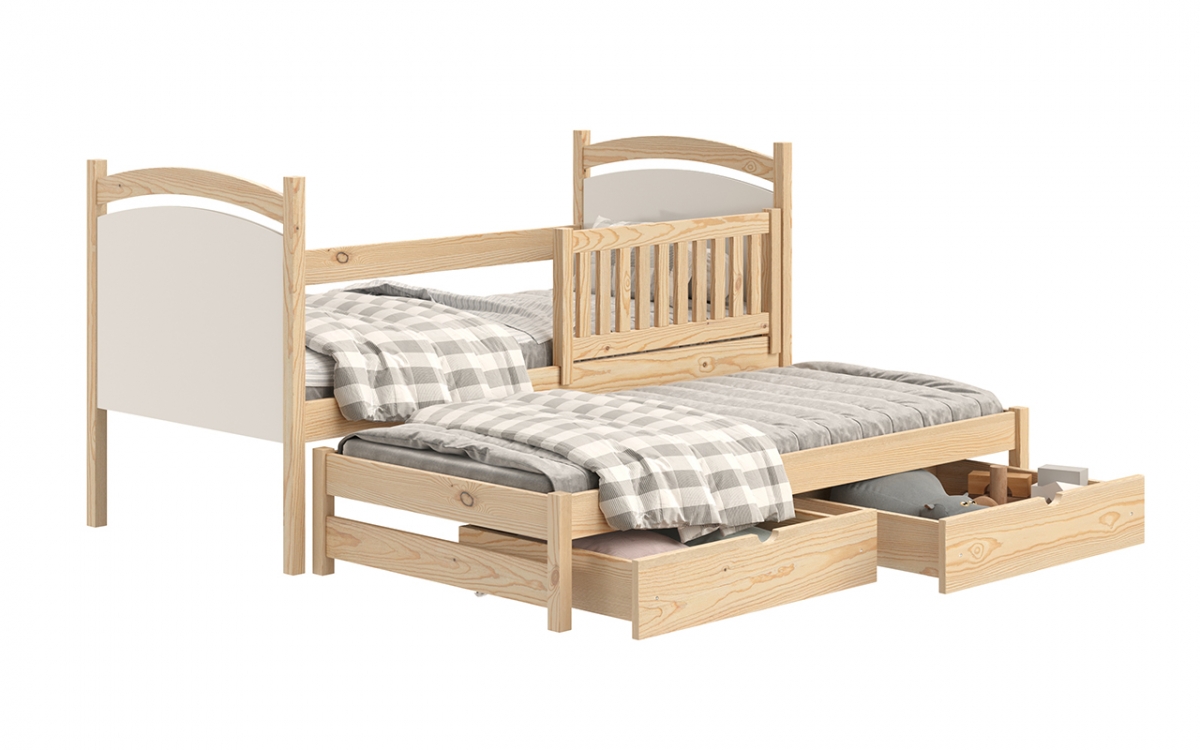 postel přízemní výsuvná s tabulí na suché mazání Amely - Barva Borovice, rozměr 80x200 sosnowe postel s zásuvkami na hračky 