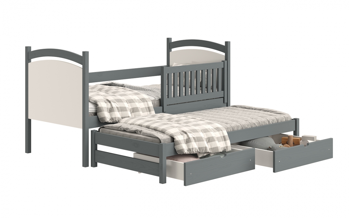 Posteľ prízemná výsuvna s tabuľou Amely - Farba grafit, rozmer 80x160  Detská posteľ 