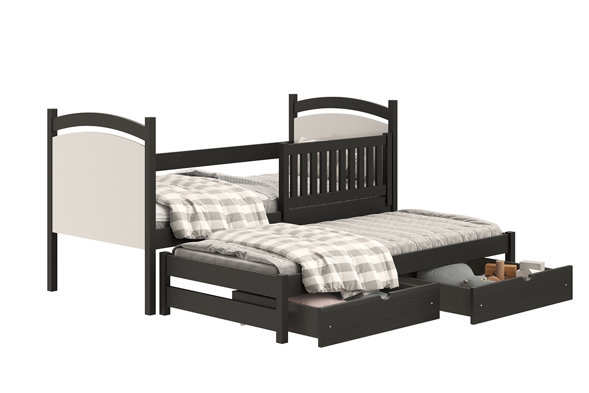 Posteľ prízemná výsuvna s tabuľou Amely - Farba Čierny, rozmer 80x190 čierny posteľ s výsuvným lôžkom 
