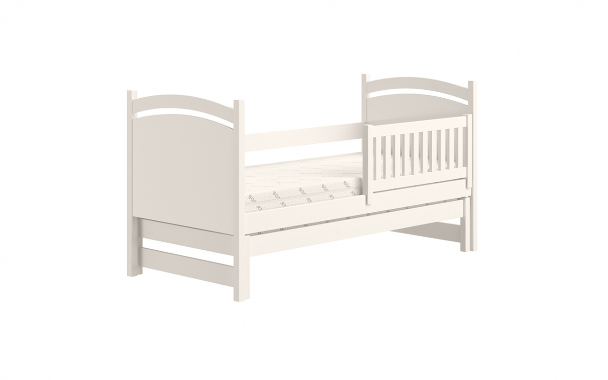 Amely egyszintes kihúzható ágy, szárazon törölhető rajztáblával - fehér, Méret 80x160  biale postel z barierka zabezpieczajaca  