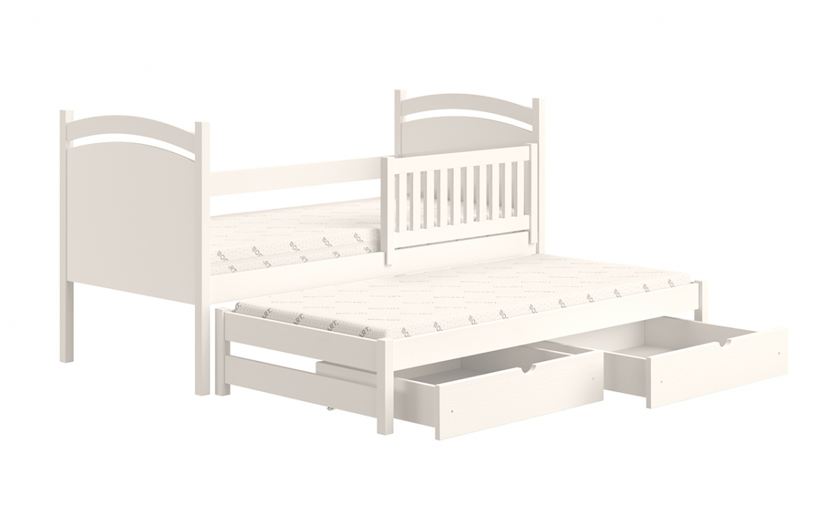 Amely egyszintes kihúzható ágy, szárazon törölhető rajztáblával - fehér, Méret 80x160  biale postel fiokokkal 