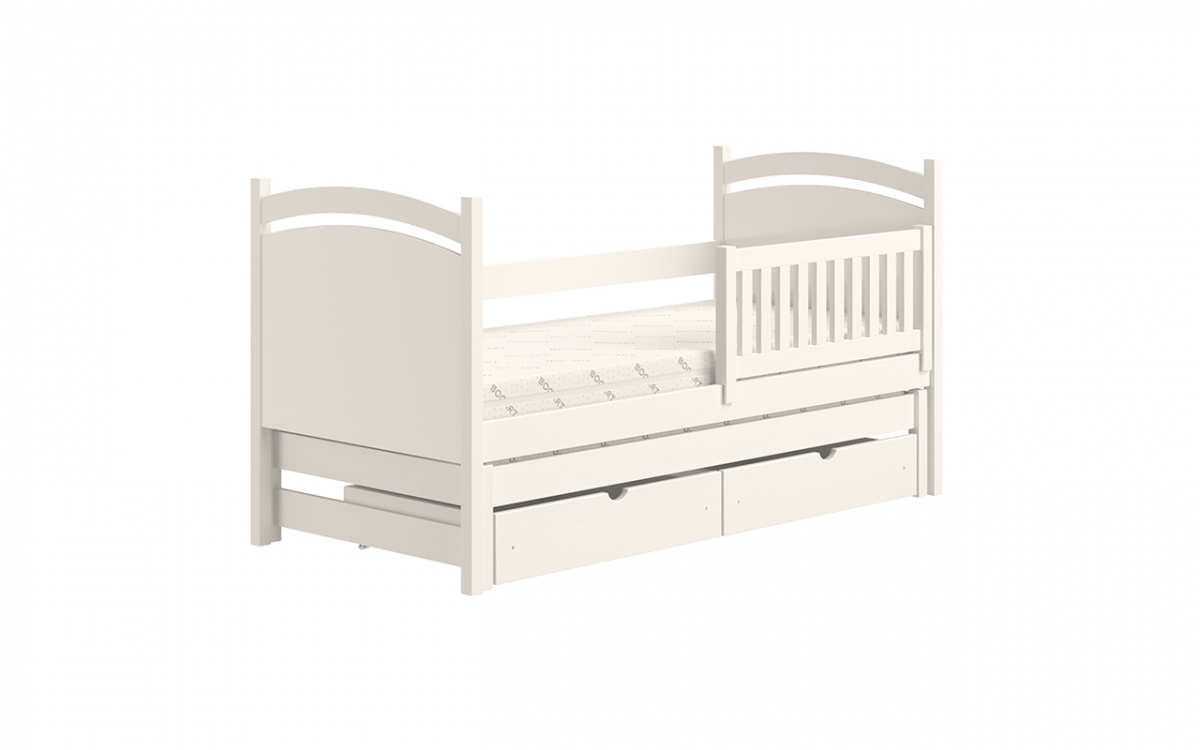 Amely egyszintes kihúzható ágy, szárazon törölhető rajztáblával - fehér, Méret 80x190 postel z biala barierka 