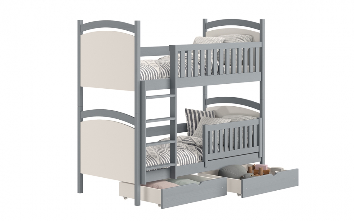 Posteľ poschodová s tabuľou Amely - Farba šedý, rozmer 90x190  šedá posteľ poschodová z bialymi tablicami 