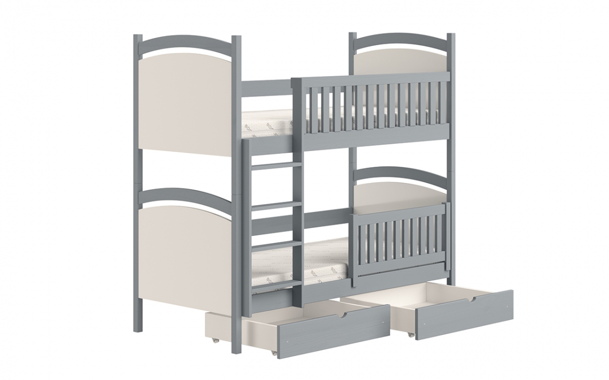 Posteľ poschodová s tabuľou Amely - Farba šedý, rozmer 90x190  šedá posteľ poschodová dla dzieci 