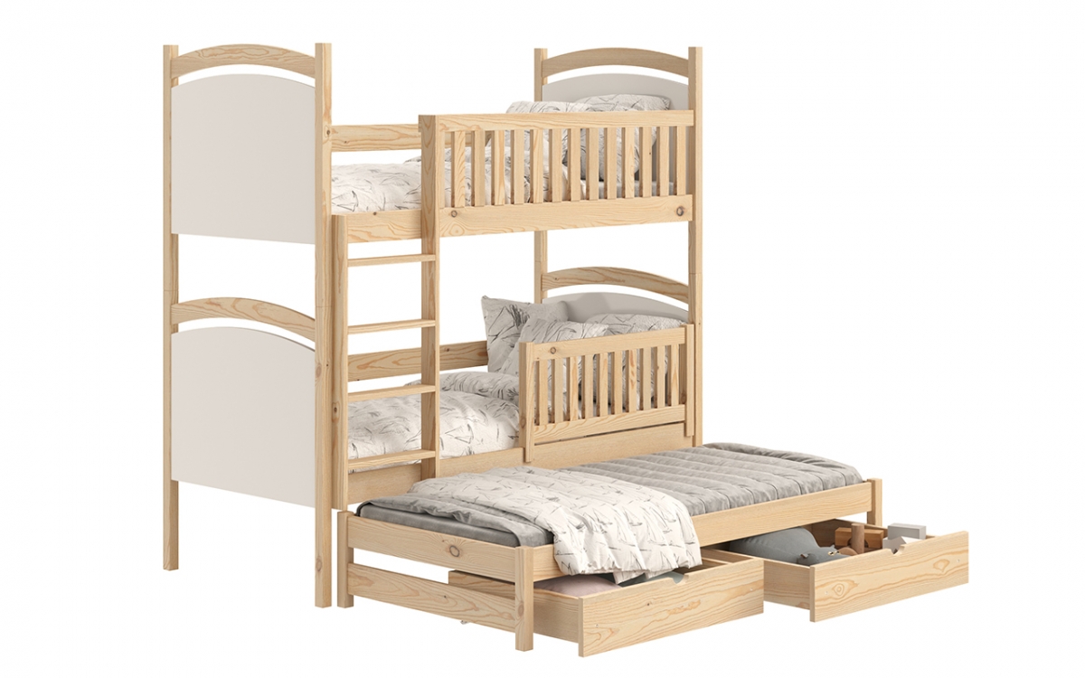 Amely kihúzható emeletes ágy, rajztáblával - fenyőfa, 90x190 potrojne postel patrová  dla dzieci 
