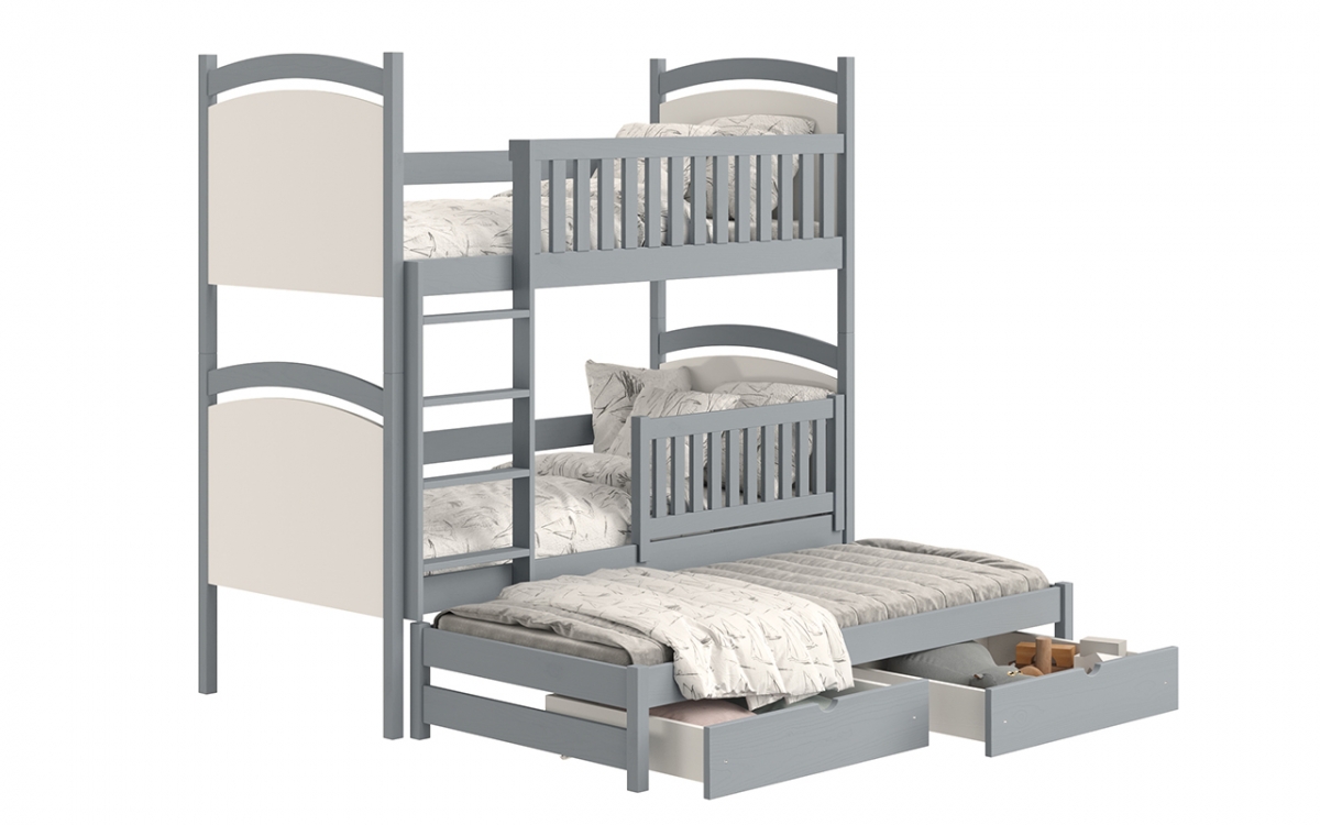 Amely kihúzható emeletes ágy, rajztáblával - szürke, 80x180  potrojne postel patrová  dla dzieci 