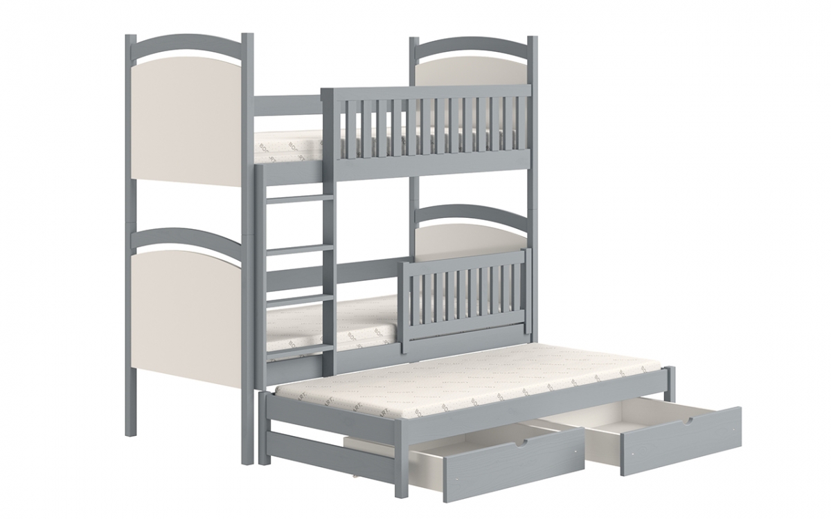 Amely kihúzható emeletes ágy, rajztáblával - szürke, 80x200 szürke postel pierrowe  