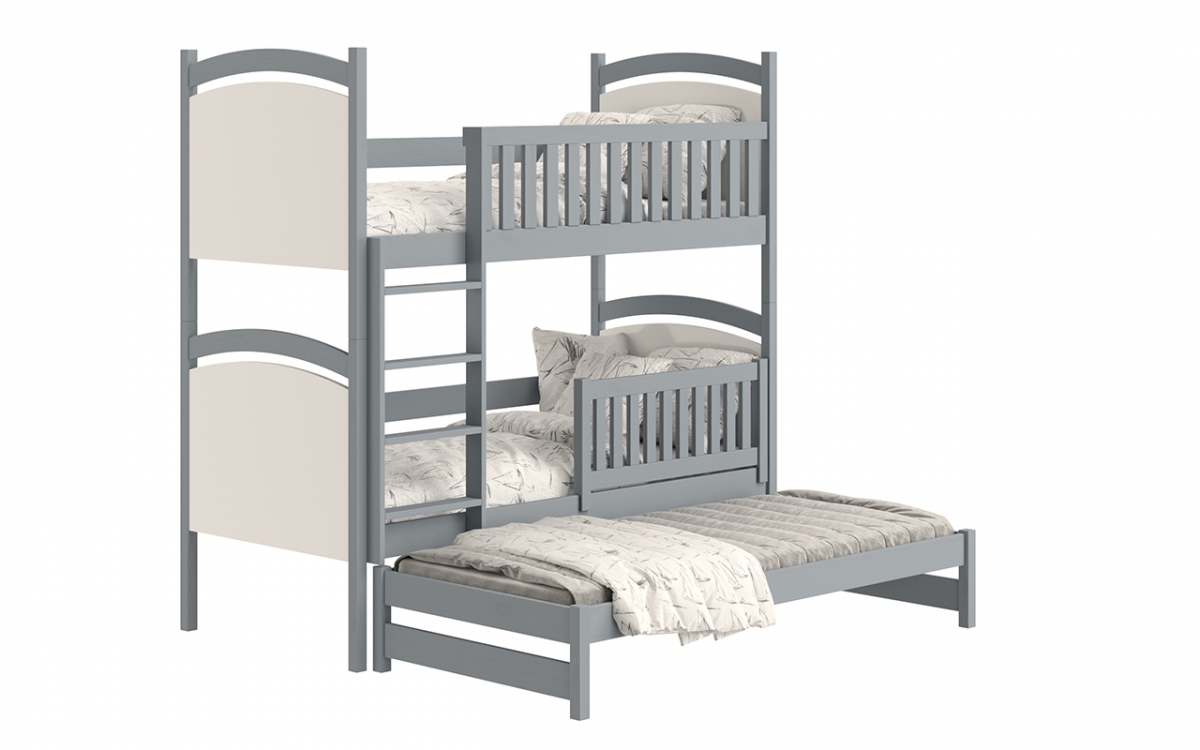 postel patrová  výsuvná s tabulí na suché mazání Amely - Barva šedý, 90x180 potrojne postel ze zdejmowana barierka  